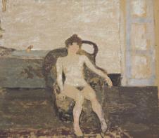 维亚尔作品: 坐在椅子上的裸体女人油画欣赏