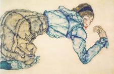 埃贡·席勒Egon Schiele作品：趴在地上的女人