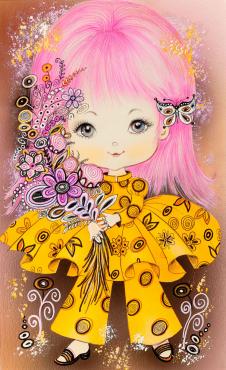 美国现代画家儿童风格画: 可爱的花仙子小公主装饰画