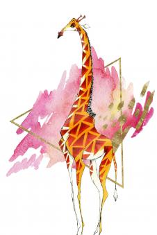电脑创意装饰画:现代三联长颈鹿装饰画素材下载 C