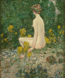 蔡尔德哈萨姆作品: 坐在海边的裸女