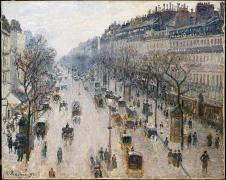 毕沙罗作品: 冬天早晨的蒙马特大道 The Boulevard Montmartre on a Winter Morning