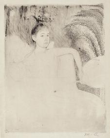 卡萨特素描作品: 坐着的女孩