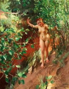 佐恩作品: 夏天树林里的裸女油画欣赏