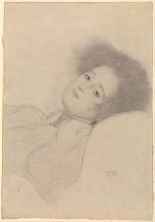 克里姆特素描:躺着的女人