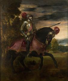 提香作品: 查理五世的骑马像 - portrait de cbarles quint a cbeval