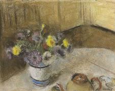 维亚尔作品:桌子上的花瓶油画欣赏