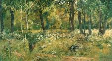 希施金高清风景油画作品 林中盛开的野花 大图下载