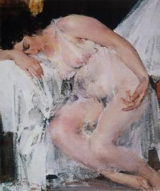 费欣油画高清: 趴着睡的裸体女人