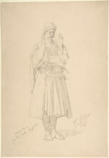 杰罗姆素描作品高清大图欣赏:  阿拉伯男子