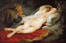 鲁本斯油画作品: 睡梦中的安吉莉加与隐士