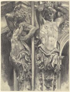 门采尔素描: 柱子上的雕塑