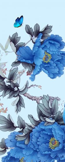 蓝牡丹花之花开富贵装饰画 A