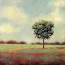 欧式高清风景丙烯画素材: 草原上的树 原野风景油画 D