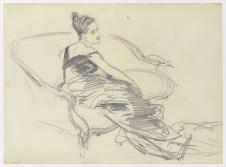 萨金特素描作品: 躺着的女人速写欣赏