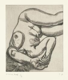画家弗卢西安洛伊德素描高清作品 躲着的裸女