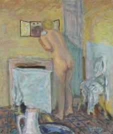 博纳尔油画:浴室的裸体女人 NU DEVANT LA GLACE OU BAIGNEUSE