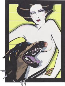 帕特里克安吉尔作品: 裸体女人和狗