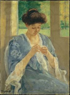 卡萨特作品: 窗边编织的女人