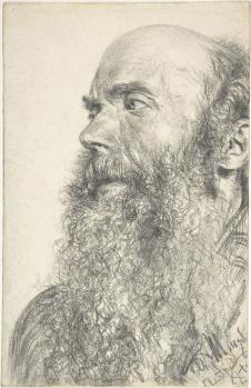 门采尔素描:大胡子老人