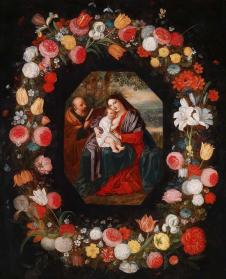 小勃鲁盖尔作品 圣母子和花环 欣赏
