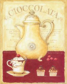 欧式四联装饰画素材下载: 咖啡壶和甜点装饰画 D