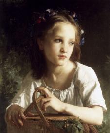 布格罗油画: 拿篮子的女孩