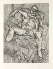 画家弗洛伊德素描高清作品 躺在沙发上的男人