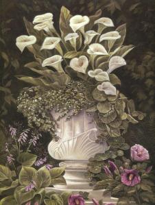欧式花坛装饰画高清素材: 马蹄莲花盆