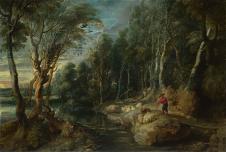 鲁本斯油画作品: 园林里的牧羊人与羊群油画下载