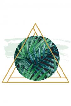 几何图形装饰画: 绿叶与三角形 A