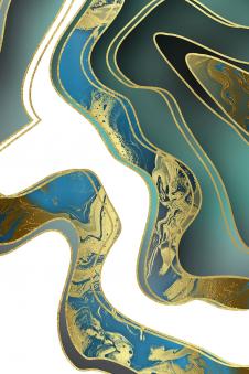 电脑创意抽象画: 有金边的流体装饰画 B