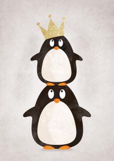 现代可爱动物装饰画:企鹅儿童画