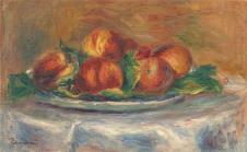 雷诺阿作品: 盘子里的桃子 Peaches on a Plate