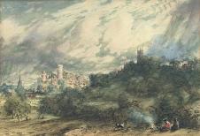 康斯太勃尔风景油画高清作品: 华威城堡  图片素材下载