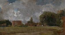 康斯太勃尔风景油画作品   乌云下的房子