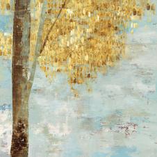 现代金箔发财树装饰画: 金色的树油画欣赏