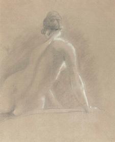 康斯太勃尔人物素描作品: 一个女人的背后