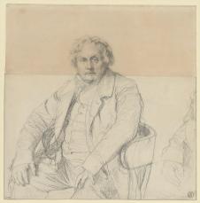 安格尔素描作品: 坐在椅子上的胖男人素描