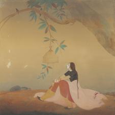 阿卜杜勒·拉赫曼·楚台（Abdur Rahman Chughtai）nightingale 夜莺水彩画