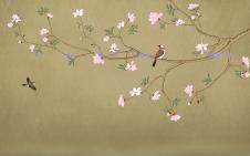 中式巨幅梅花背景墙素材: 花鸟装饰画 A