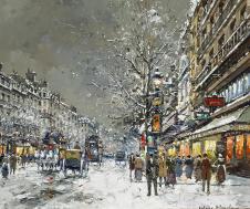 巴黎街头的雪景
