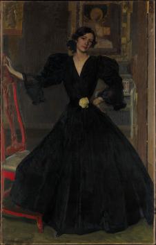 索罗拉油画作品: 穿黑色礼服的女人