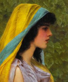 格维得作品: 唯美人物油画   戴头巾的女人高清大图