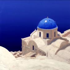 摩洛哥蓝色城堡油画素材下载 A