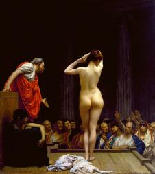 杰罗姆作品: 拍卖市上的罗马女奴隶油画下载