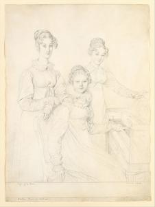 安格尔素描作品: 三位女士素描