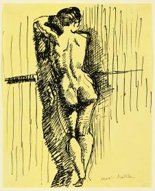 马蒂斯素描作品: 背对着的裸女