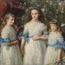 米莱斯作品: 花下的三个小女孩