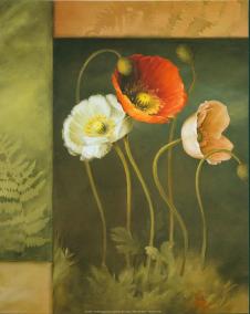 欧式二联花卉装饰画素材: 罂粟花